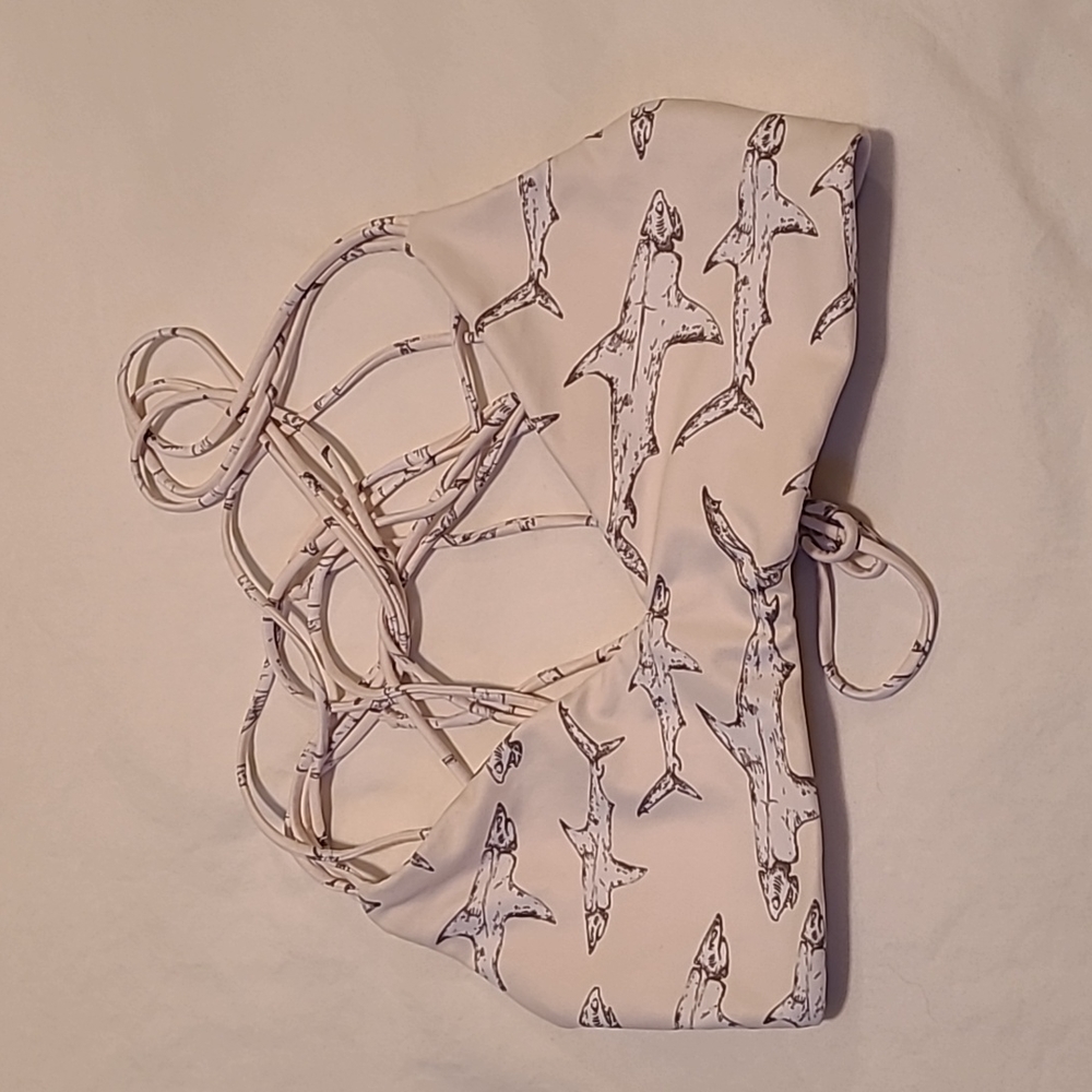 Boys + Arrows Shark print bikini top
